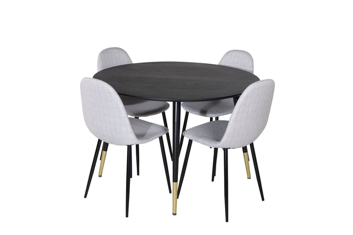Venture Home Dipp Dining Table - 115cm - Black / Black Brass+Polar Dining Chair - Black Legs - Light Grey Fabric_4