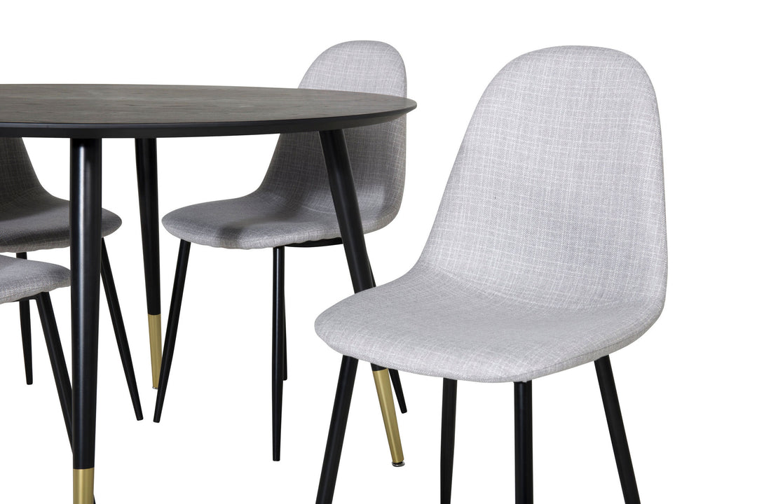 Venture Home Dipp Dining Table - 115cm - Black / Black Brass+Polar Dining Chair - Black Legs - Light Grey Fabric_4
