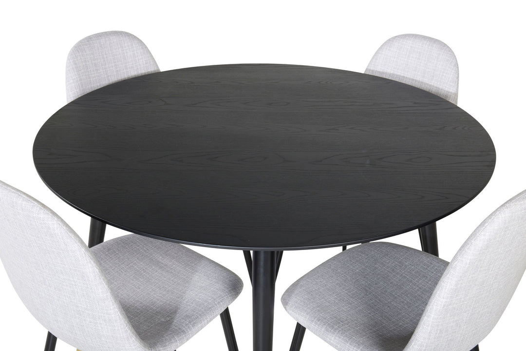 Venture Home Dipp Dining Table - 115cm - Black / Black Brass+Polar Dining Chair - Black Legs - Light Grey Fabric_4