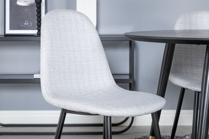Venture Home Dipp Dining Table - 115cm - Black / Black Brass+Polar Dining Chair - Black Legs - Light Grey Fabric_4