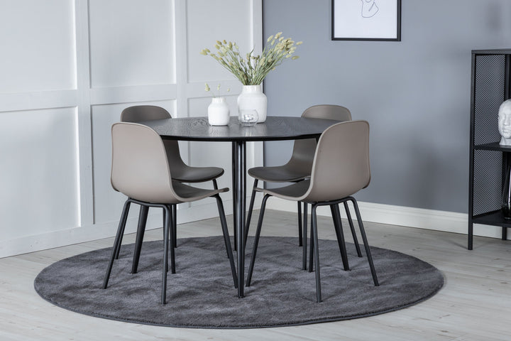 Venture Home Dipp Dining Table - 115cm - Black Veneer / All black legs +Arctic Dining Chair - Black Legs - Khaki Plastic_4