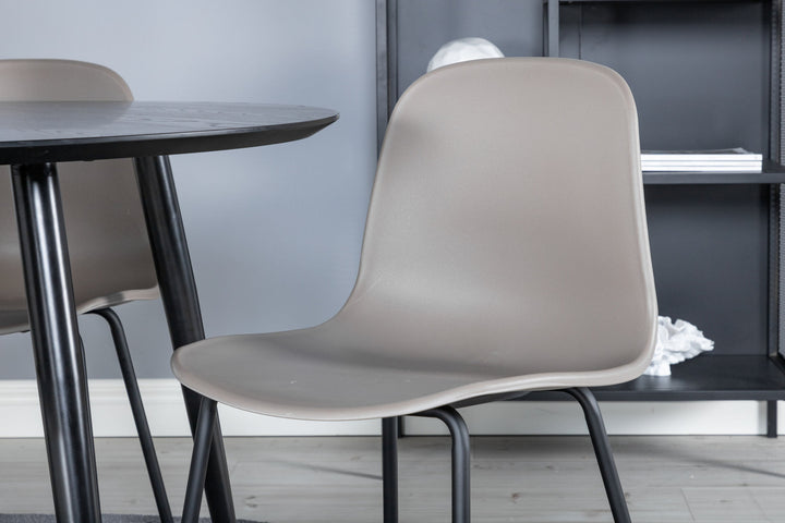 Venture Home Dipp Dining Table - 115cm - Black Veneer / All black legs +Arctic Dining Chair - Black Legs - Khaki Plastic_4