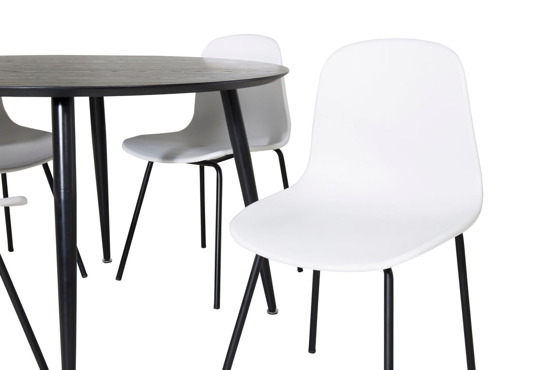 Venture Home Dipp Dining Table - 115cm - Black Veneer / All black legs +Arctic Dining Chair - Black Legs - White Plastic_4