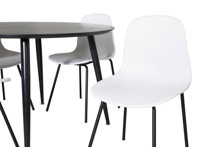 Venture Home Dipp Dining Table - 115cm - Black Veneer / All black legs +Arctic Dining Chair - Black Legs - White Plastic_4