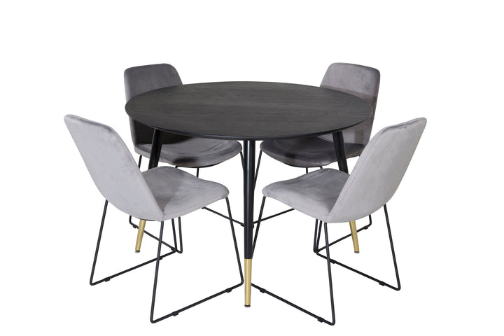 Venture Home Dipp Dining Table - 115cm - Black / Black Brass+Muce Dining Chair - Black Legs - Grey Velvet_4