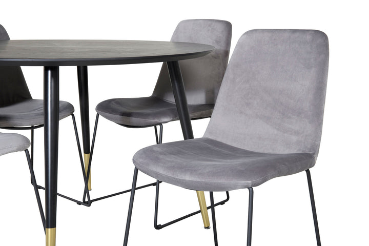 Venture Home Dipp Dining Table - 115cm - Black / Black Brass+Muce Dining Chair - Black Legs - Grey Velvet_4