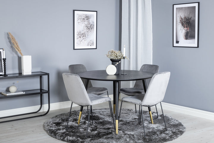 Venture Home Dipp Dining Table - 115cm - Black / Black Brass+Muce Dining Chair - Black Legs - Grey Velvet_4