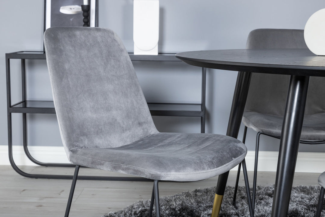 Venture Home Dipp Dining Table - 115cm - Black / Black Brass+Muce Dining Chair - Black Legs - Grey Velvet_4