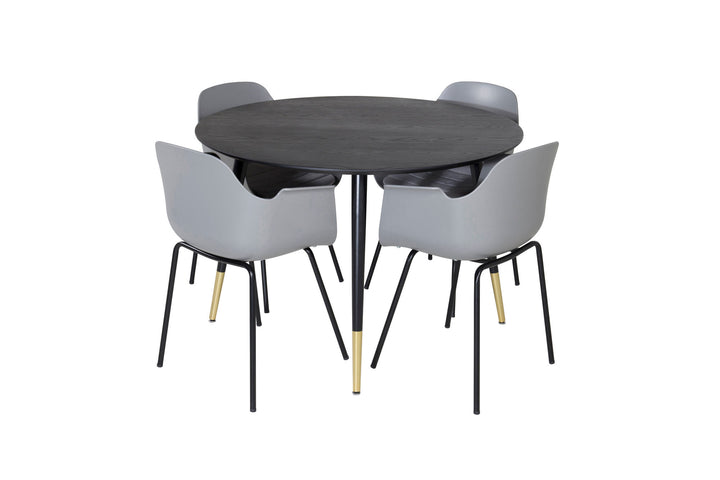 Venture Home Dipp Dining Table - 115cm - Black / Black Brass+Comfort Plastic Dining Chair - Black Legs - Grey Plastic_4