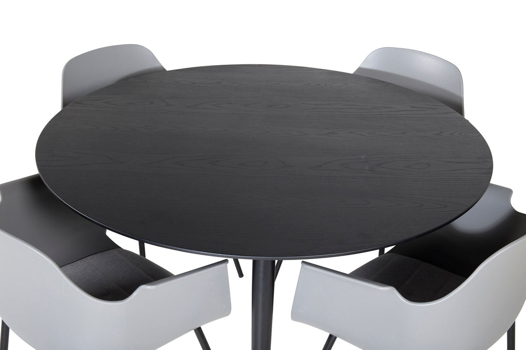 Venture Home Dipp Dining Table - 115cm - Black / Black Brass+Comfort Plastic Dining Chair - Black Legs - Grey Plastic_4