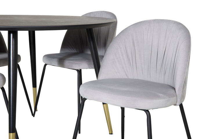 Venture Home Dipp Dining Table - 115cm - Black / Black Brass+Wrinkles Dining Chair - Black Legs - Grey Velvet_4