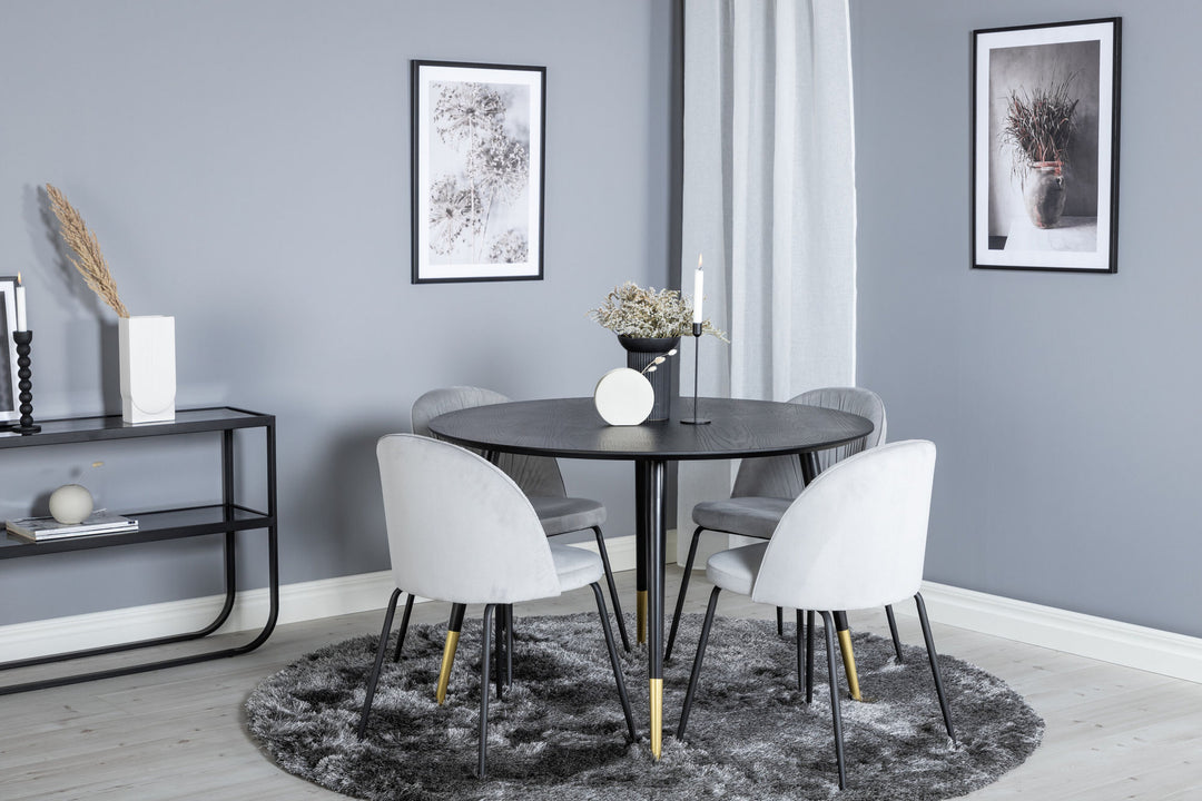 Venture Home Dipp Dining Table - 115cm - Black / Black Brass+Wrinkles Dining Chair - Black Legs - Grey Velvet_4