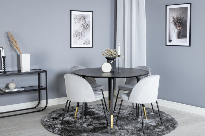Venture Home Dipp Dining Table - 115cm - Black / Black Brass+Wrinkles Dining Chair - Black Legs - Grey Velvet_4