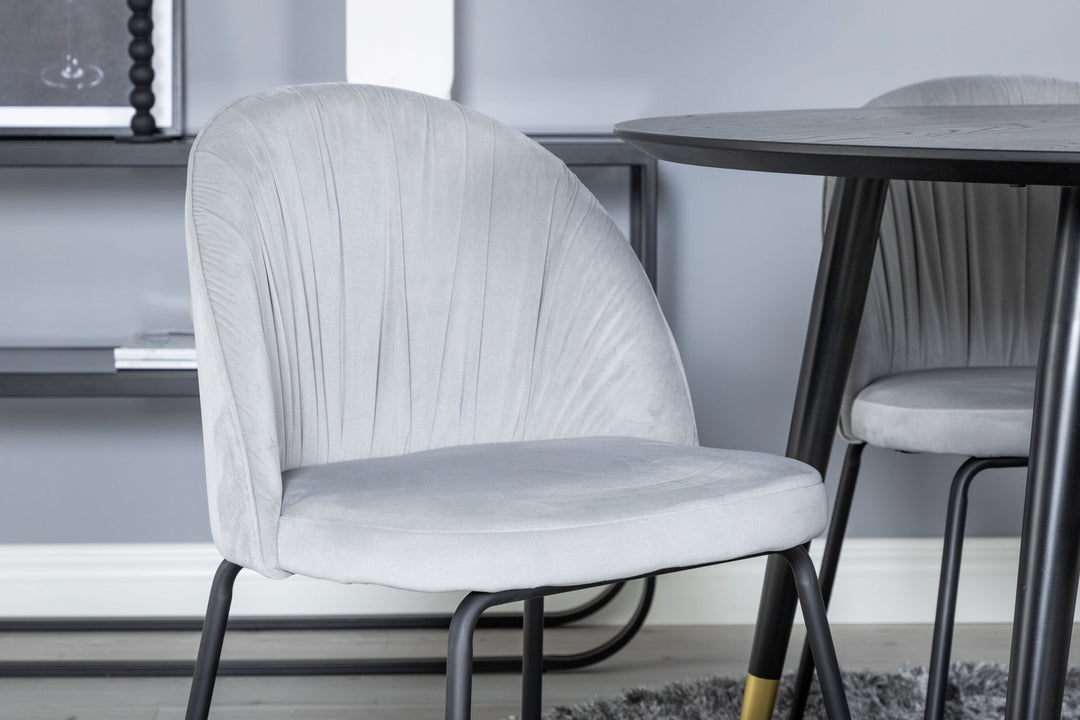 Venture Home Dipp Dining Table - 115cm - Black / Black Brass+Wrinkles Dining Chair - Black Legs - Grey Velvet_4