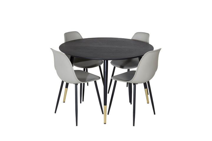Venture Home Dipp Dining Table - 115cm - Black / Black Brass+Polar Plastic Dining Chair - Black Legs / Grey Plastic_4