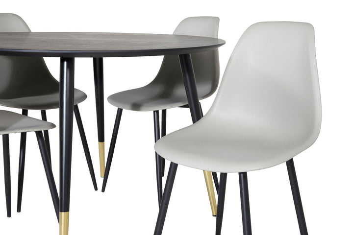 Venture Home Dipp Dining Table - 115cm - Black / Black Brass+Polar Plastic Dining Chair - Black Legs / Grey Plastic_4