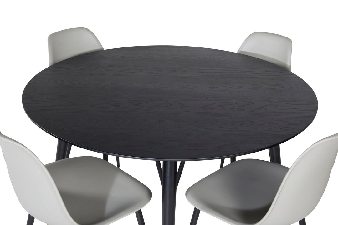 Venture Home Dipp Dining Table - 115cm - Black / Black Brass+Polar Plastic Dining Chair - Black Legs / Grey Plastic_4
