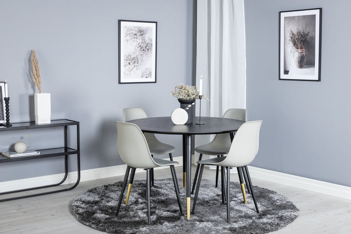 Venture Home Dipp Dining Table - 115cm - Black / Black Brass+Polar Plastic Dining Chair - Black Legs / Grey Plastic_4