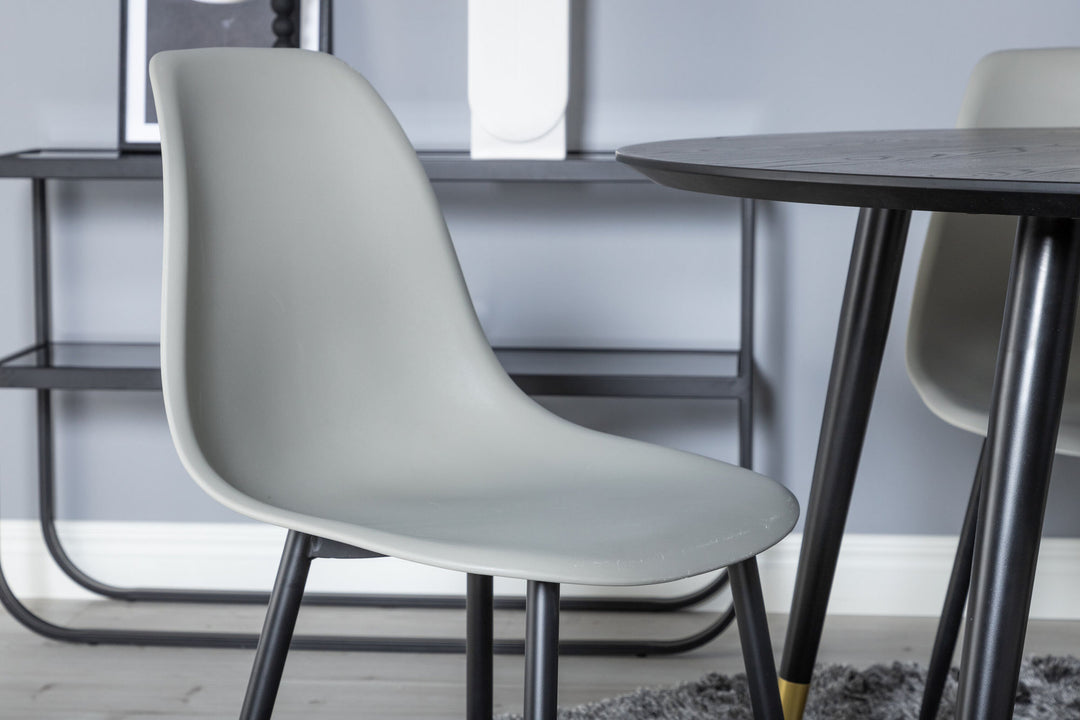 Venture Home Dipp Dining Table - 115cm - Black / Black Brass+Polar Plastic Dining Chair - Black Legs / Grey Plastic_4