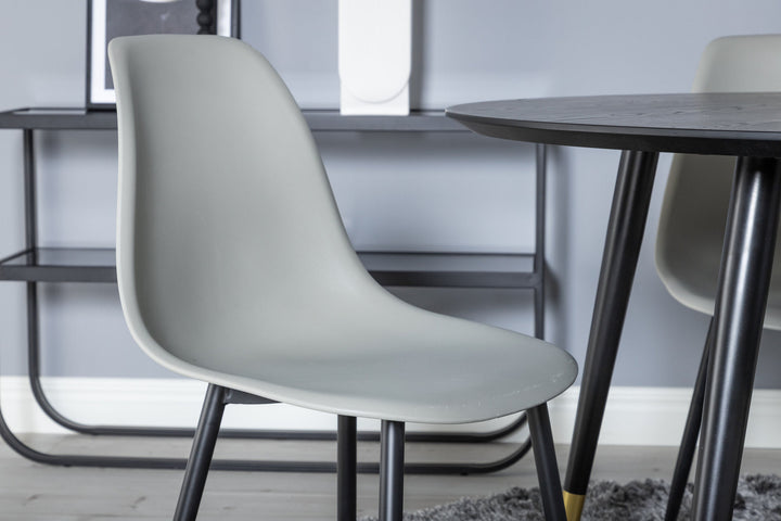Venture Home Dipp Dining Table - 115cm - Black / Black Brass+Polar Plastic Dining Chair - Black Legs / Grey Plastic_4