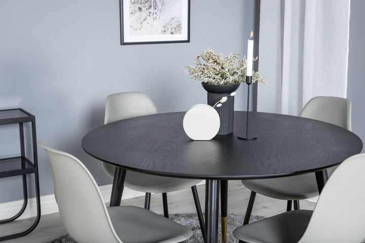 Venture Home Dipp Dining Table - 115cm - Black / Black Brass+Polar Plastic Dining Chair - Black Legs / Grey Plastic_4