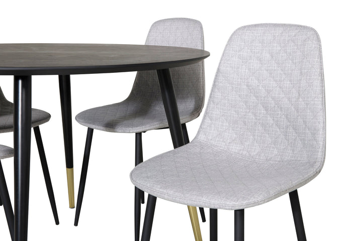 Venture Home Dipp Dining Table - 115cm - Black / Black Brass+Polar Diamond Dining Chair - Black Legs - Grey Fabric_4