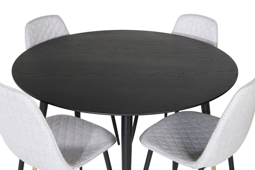 Venture Home Dipp Dining Table - 115cm - Black / Black Brass+Polar Diamond Dining Chair - Black Legs - Grey Fabric_4