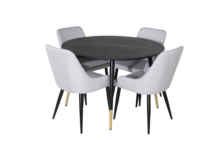 Venture Home Dipp Dining Table - 115cm - Black / Black Brass+Plaza Dining chair - Black legs - Light Grey Fabric_4