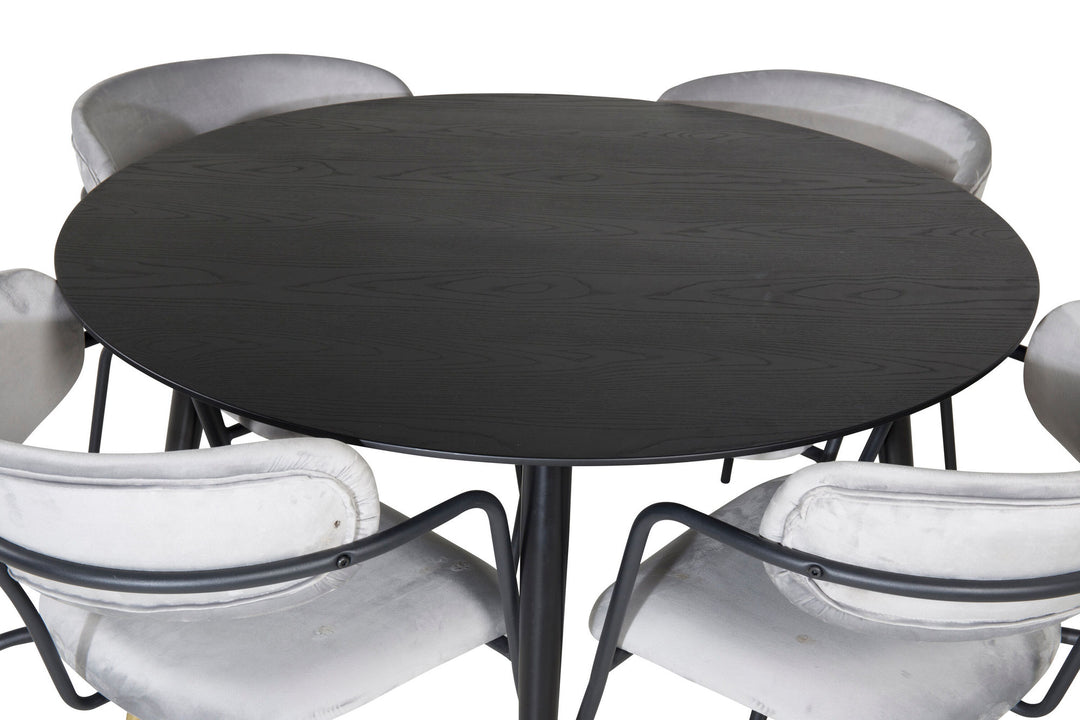 Venture Home Dipp Dining Table - 115cm - Black / Black Brass+Arrow armchair - Black Legs - Grey Velvet_4