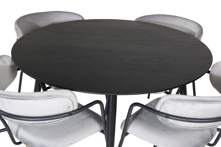 Venture Home Dipp Dining Table - 115cm - Black / Black Brass+Arrow armchair - Black Legs - Grey Velvet_4