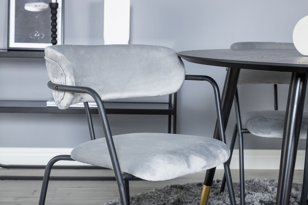 Venture Home Dipp Dining Table - 115cm - Black / Black Brass+Arrow armchair - Black Legs - Grey Velvet_4