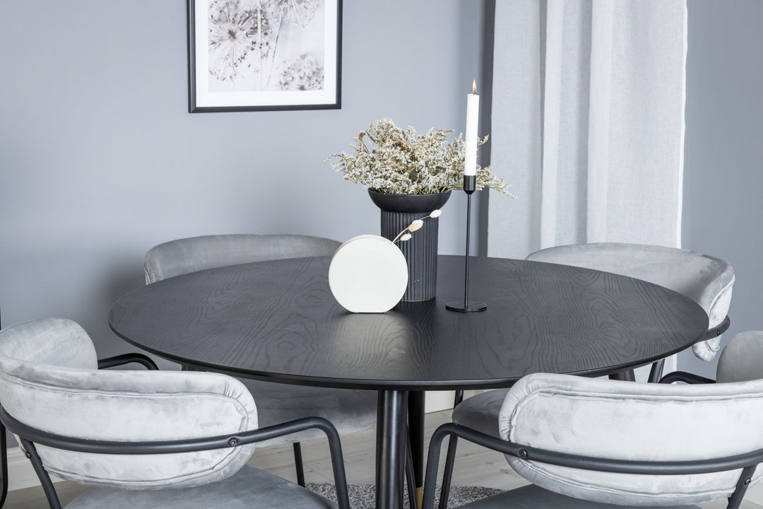 Venture Home Dipp Dining Table - 115cm - Black / Black Brass+Arrow armchair - Black Legs - Grey Velvet_4