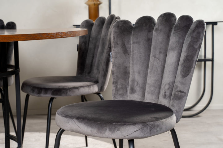 Venture Home Copenhagen - Dining Table round - Brown / Black - Limhamn Chair - Grey 6
