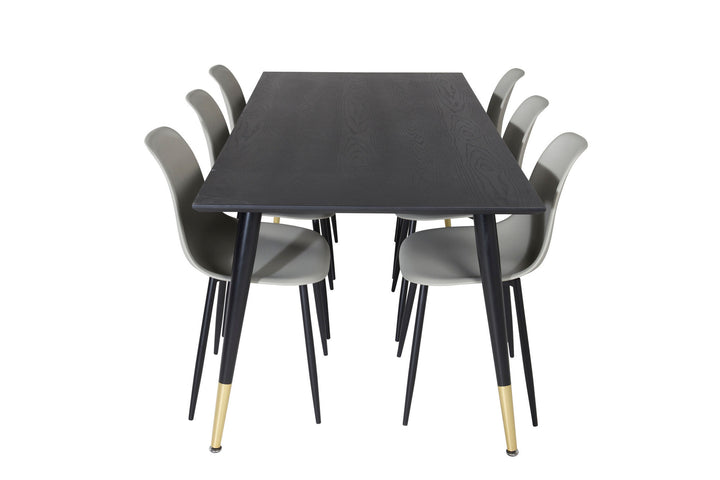 Venture Home Dipp Dining Table - 180*90cm - Black / Black Brass+Polar Plastic Dining Chair - Black Legs / Grey Plastic_6