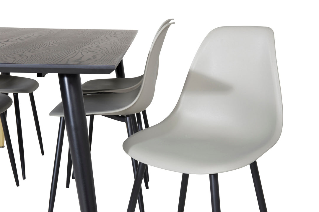 Venture Home Dipp Dining Table - 180*90cm - Black / Black Brass+Polar Plastic Dining Chair - Black Legs / Grey Plastic_6