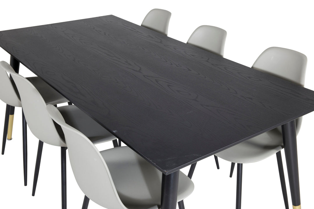 Venture Home Dipp Dining Table - 180*90cm - Black / Black Brass+Polar Plastic Dining Chair - Black Legs / Grey Plastic_6