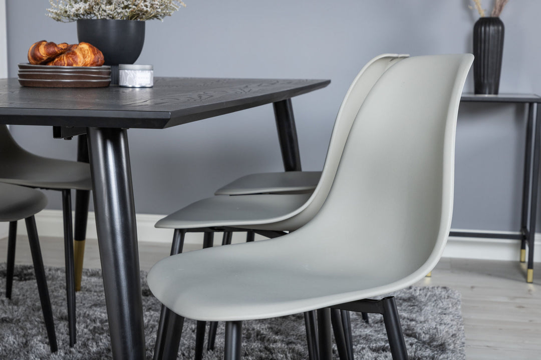 Venture Home Dipp Dining Table - 180*90cm - Black / Black Brass+Polar Plastic Dining Chair - Black Legs / Grey Plastic_6