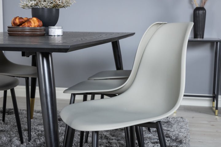 Venture Home Dipp Dining Table - 180*90cm - Black / Black Brass+Polar Plastic Dining Chair - Black Legs / Grey Plastic_6