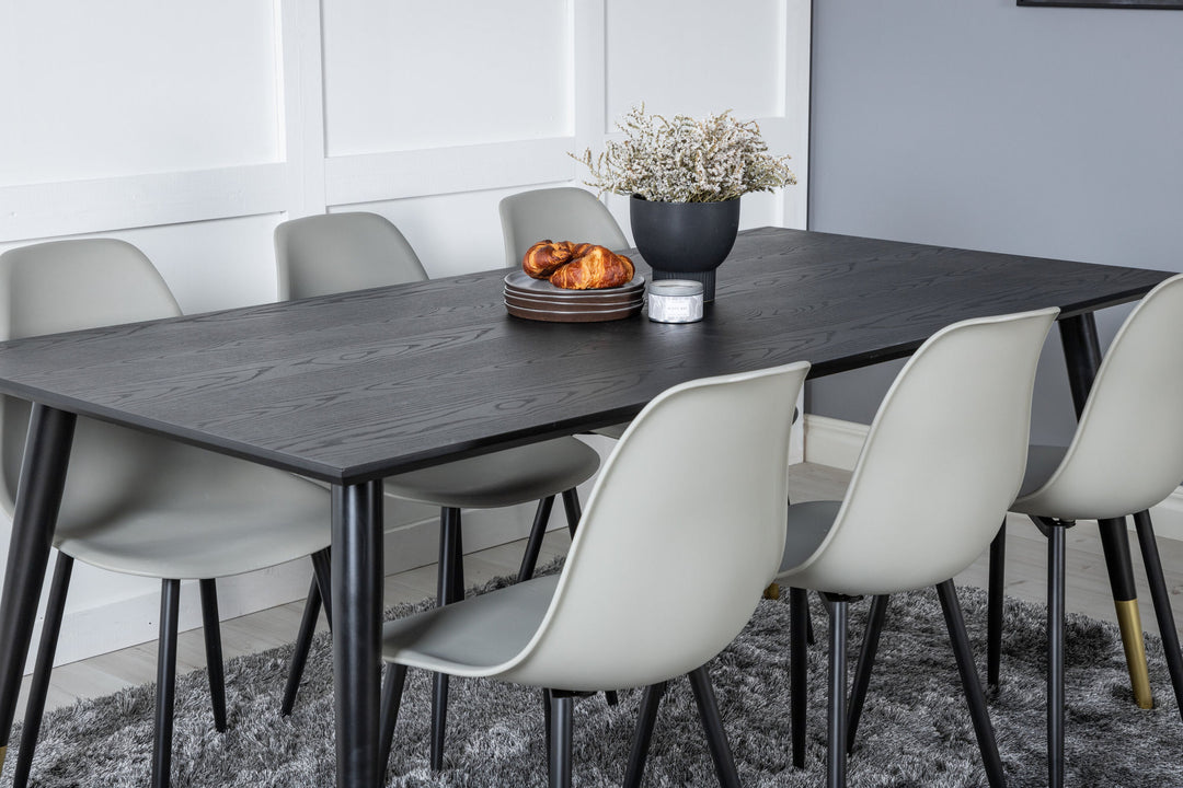 Venture Home Dipp Dining Table - 180*90cm - Black / Black Brass+Polar Plastic Dining Chair - Black Legs / Grey Plastic_6