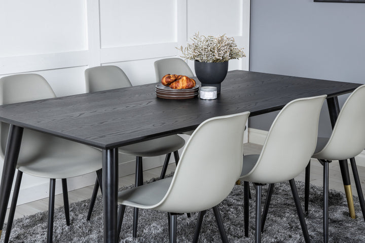 Venture Home Dipp Dining Table - 180*90cm - Black / Black Brass+Polar Plastic Dining Chair - Black Legs / Grey Plastic_6