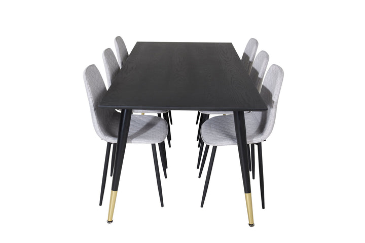 Venture Home Dipp Dining Table - 180*90cm - Black / Black Brass+Polar Diamond Dining Chair - Black Legs - Grey Fabric_6