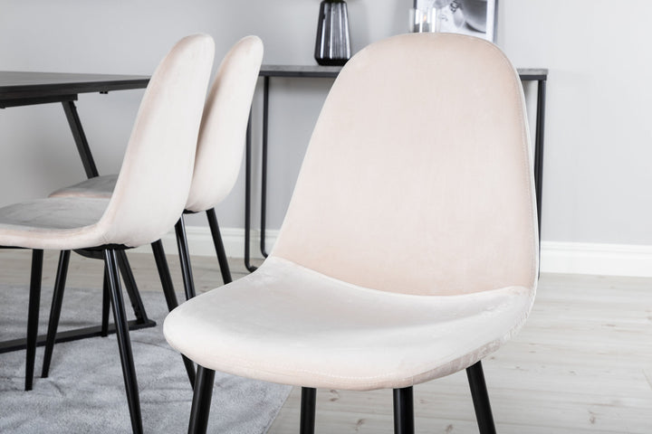 Venture Home Marina Dining Table - Black top / Black Legs +Polar Dining Chair- Black legs / Beige Velvet (ersätter 19902-880)_6