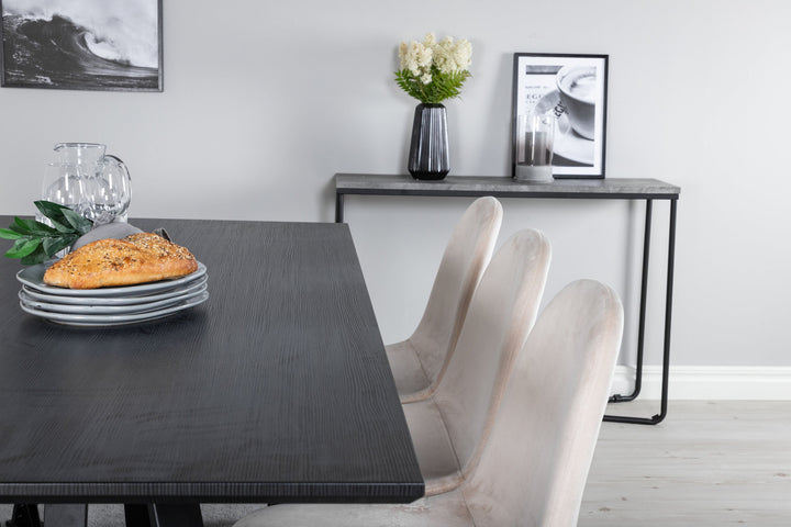 Venture Home Marina Dining Table - Black top / Black Legs +Polar Dining Chair- Black legs / Beige Velvet (ersätter 19902-880)_6