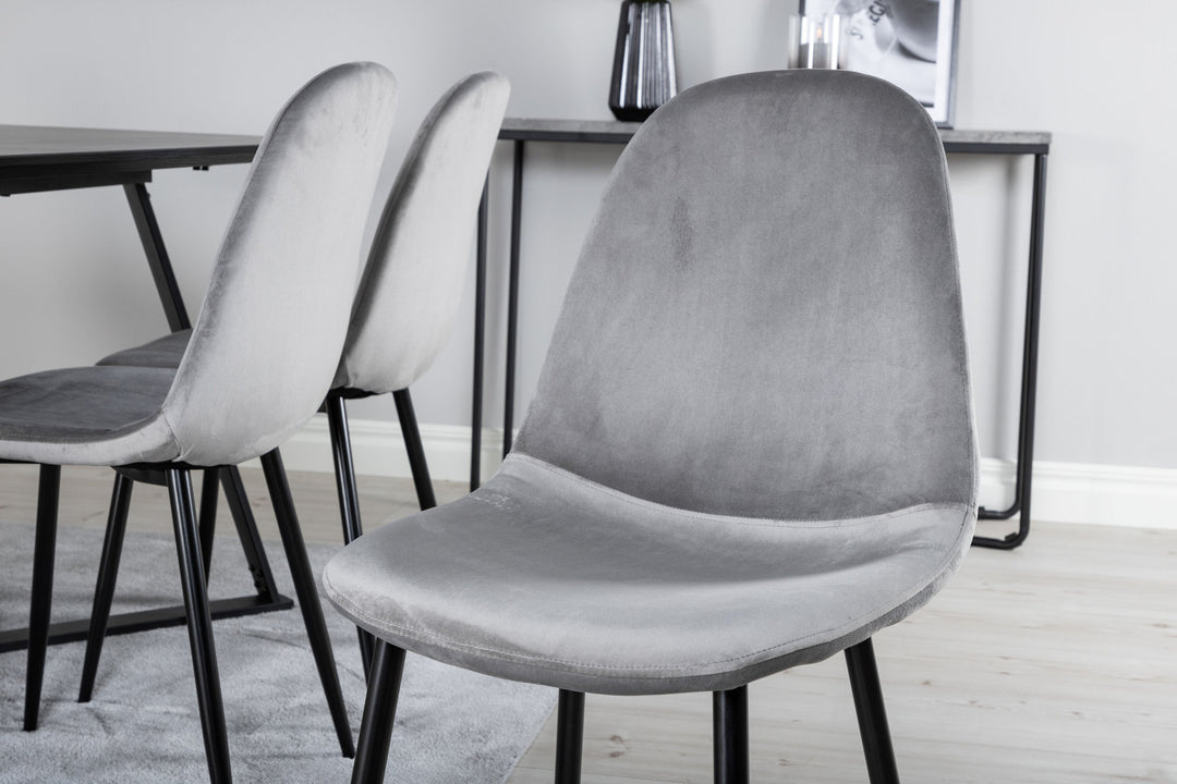 Venture Home Marina Dining Table - Black top / Black Legs +Polar Dining Chair - Black legs / Light Grey Velvet (ersätter 19902-885)_6