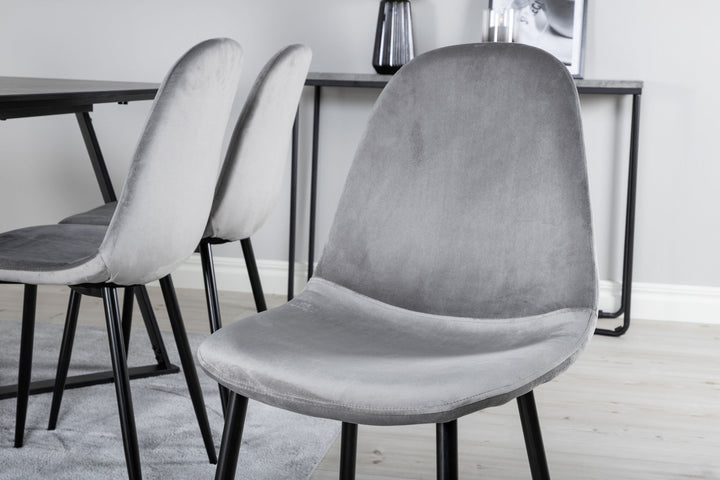 Venture Home Marina Dining Table - Black top / Black Legs +Polar Dining Chair - Black legs / Light Grey Velvet (ersätter 19902-885)_6