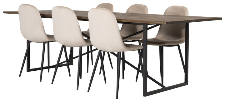 Venture Home Padang Matbord - Svart / mörk Teak - 250*100*H76+Polar Dining Chair - Black legs / Beige Velvet_6
