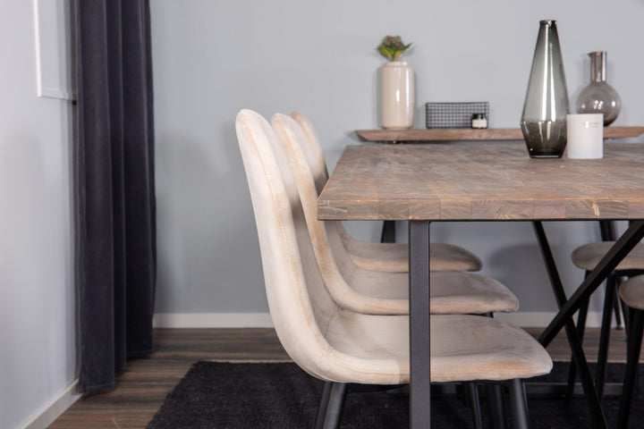 Venture Home Padang Matbord - Svart / mörk Teak - 250*100*H76+Polar Dining Chair - Black legs / Beige Velvet_6