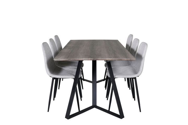 Venture Home Marina Dining Table - 180*90*H75 - Grey / Black+Polar Diamond Dining Chair - Black Legs - Grey Fabric_6