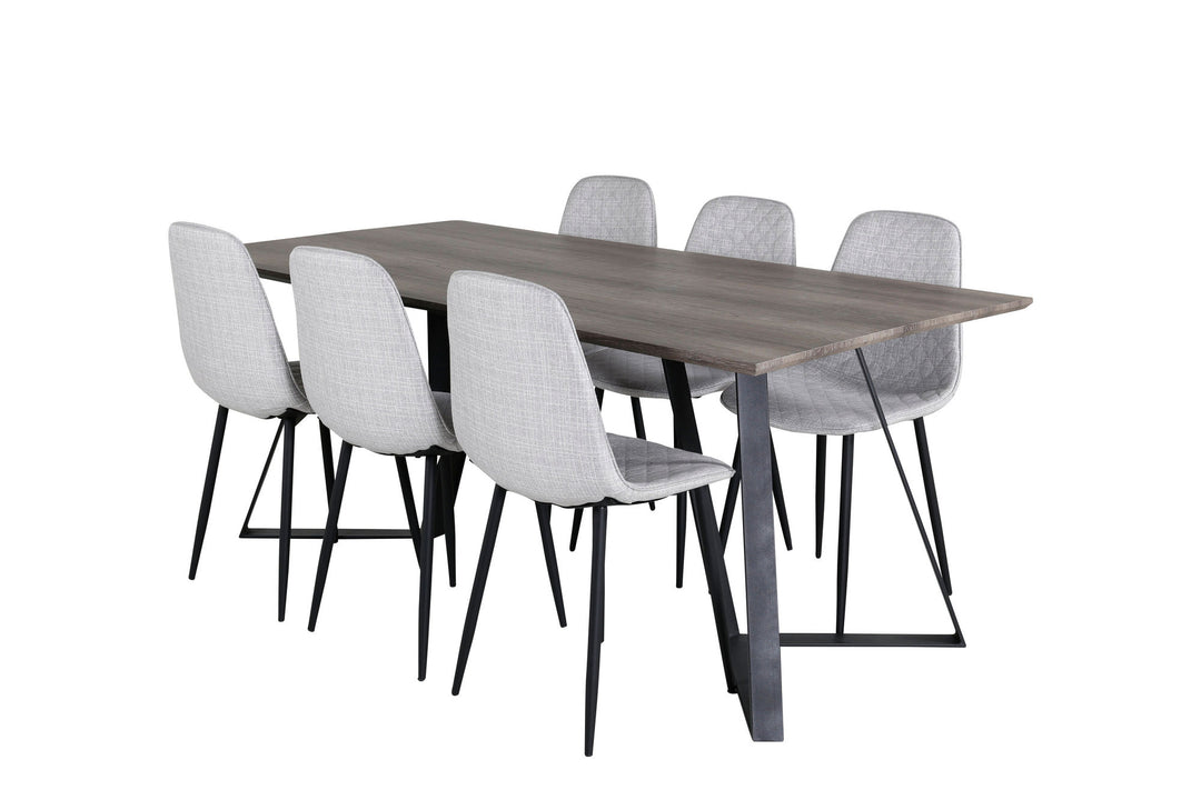 Venture Home Marina Dining Table - 180*90*H75 - Grey / Black+Polar Diamond Dining Chair - Black Legs - Grey Fabric_6