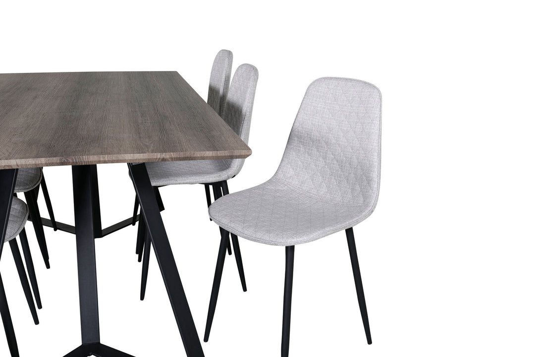 Venture Home Marina Dining Table - 180*90*H75 - Grey / Black+Polar Diamond Dining Chair - Black Legs - Grey Fabric_6